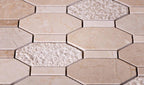 Textured Elongated Crema Marfil Hexagon Marble Mosaic Tile Position: 2