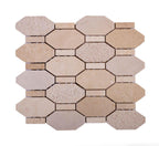Textured Elongated Crema Marfil Hexagon Marble Mosaic Tile Position: 1