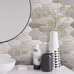 Textured Elongated Wooden Beige Hexagon Marble Mosaic Tile | Tile Club
