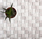 Textured Mini Brick Carrara And Glass Mosaic Tile | Tile Club
