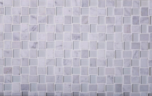 Textured Mini Brick Carrara And Glass Mosaic Tile Position: 3