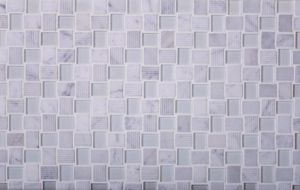Textured Mini Brick Carrara And Glass Mosaic Tile Position: 3