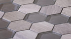 Textured Wooden Beige And Glass Hexagon Mosaic Tile Position: 3