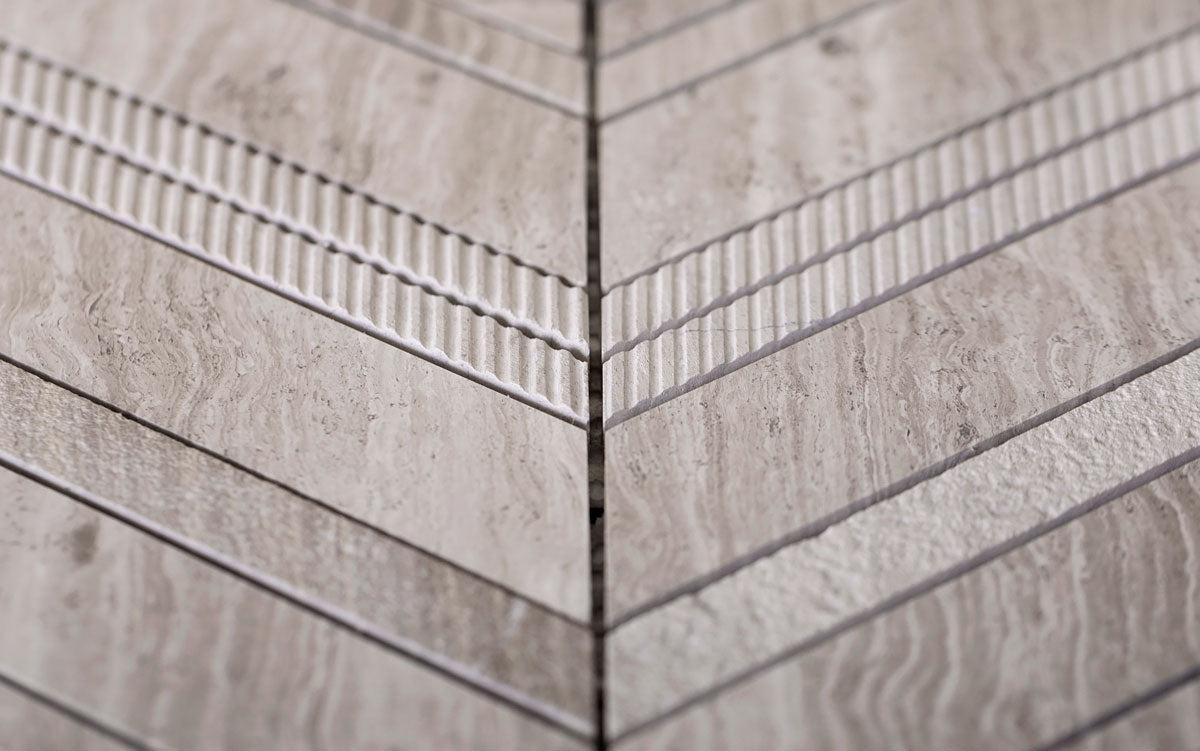 Close up of Textured Wooden Beige Marble Tile
