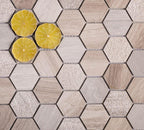 Textured Wooden Beige Honeycomb Hexagon Marble Mosaic Tile Position: 1