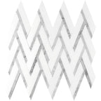 Thassos And Carrara Striped Chevron Mosaic Tile | Tile Club 