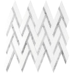 Thassos And Carrara Striped Chevron Mosaic Tile | Tile Club