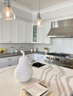 Thassos Octagon With Light Blue Glass Marble Mosaic Tile 4