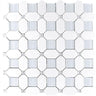 Thassos Octagon With Light Blue Glass Marble Mosaic Tile