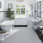Thassos Octagon with Nero Marquina Squares Marble Mosaic Tile | Tile Club