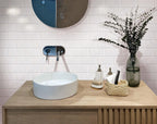 Thassos white marble subway tile bathroom