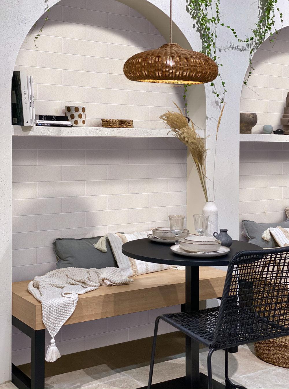 Thassos White Marble Subway Tile Restaurant Wall