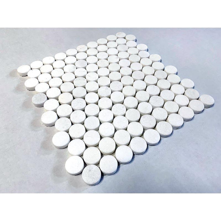 White Marble Penny Round Mosaic Tile