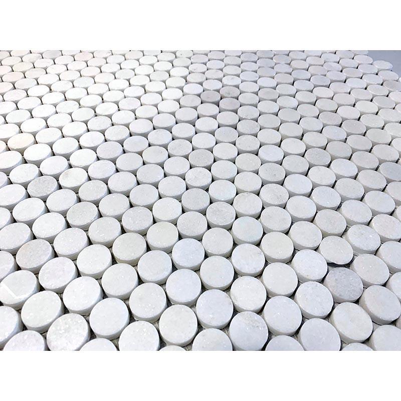 Thassos White Polished 1 inch Penny Round Marble Mosaic Tile