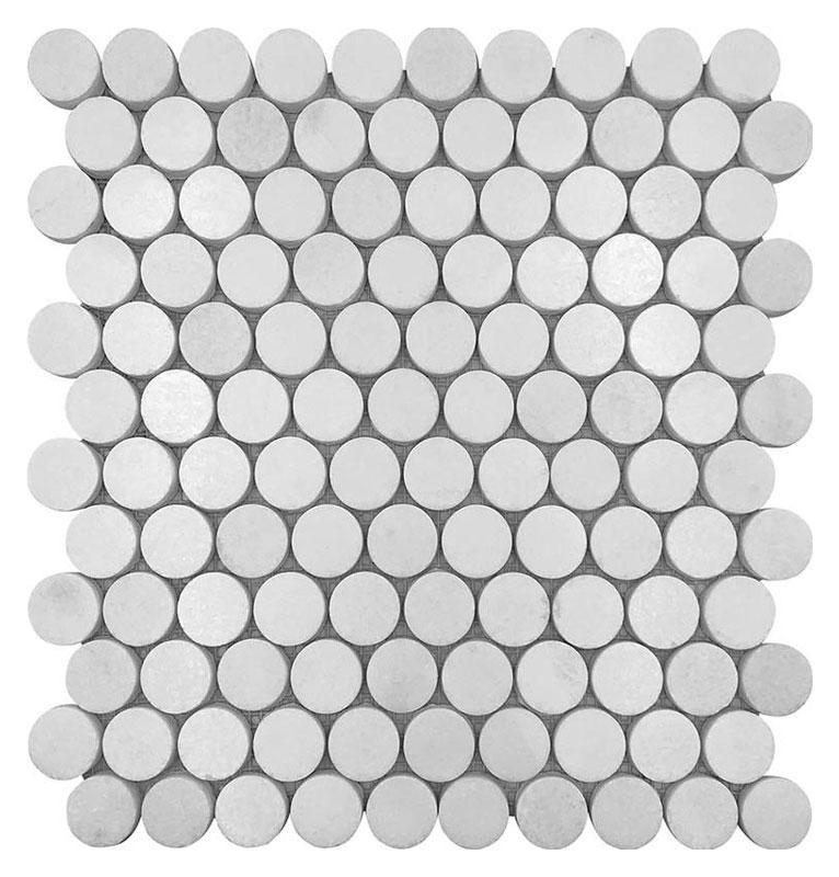 Thassos White Polished 1 inch Penny Round Marble Mosaic Tile Sample