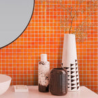 Tiger Orange Squares Glass Pool Tile | Tile Club