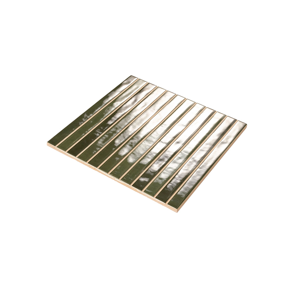 Tira Green Ceramic Ribbon Tile | Tile Club