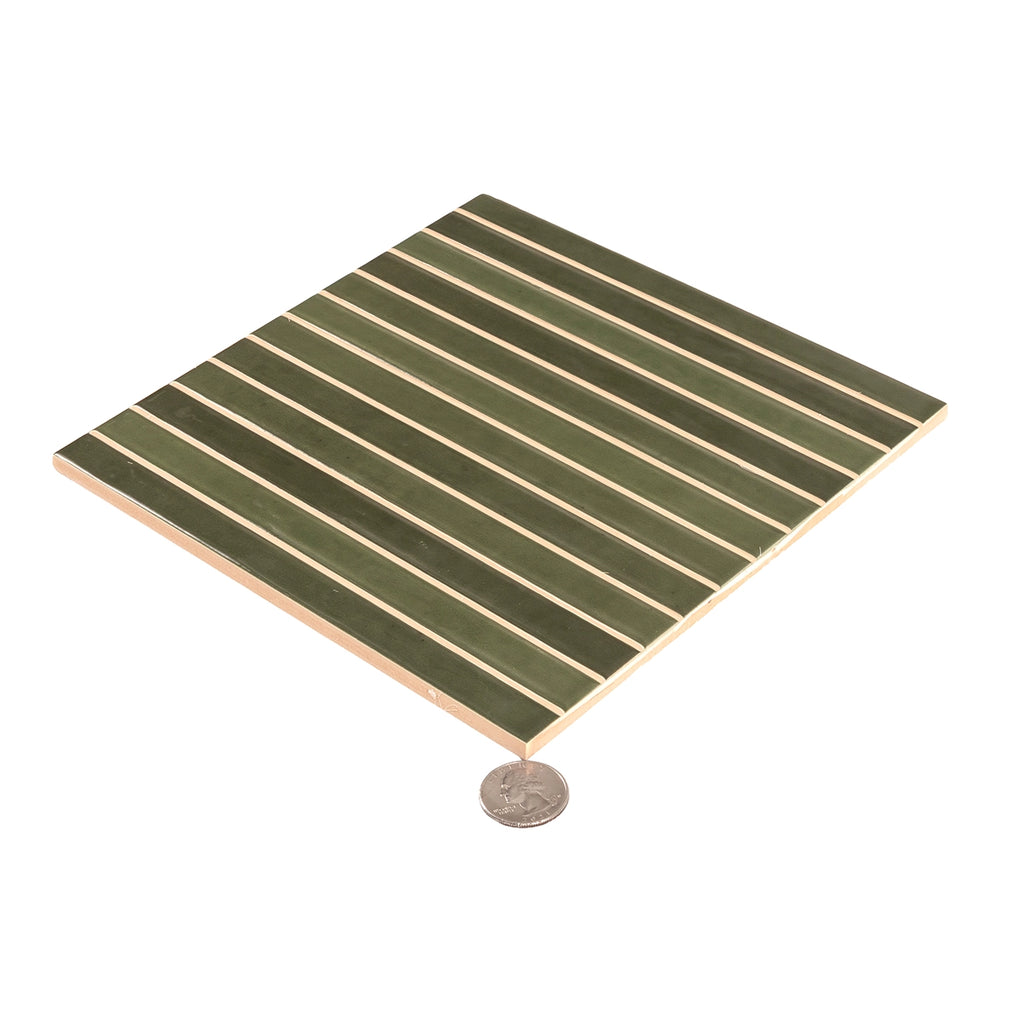 Tira Green Ceramic Ribbon Tile | Tile Club