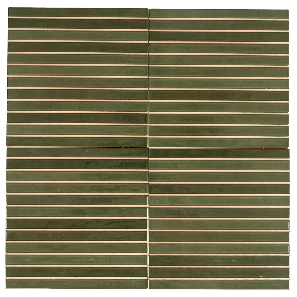 Tira Green Ceramic Ribbon Tile | Tile Club