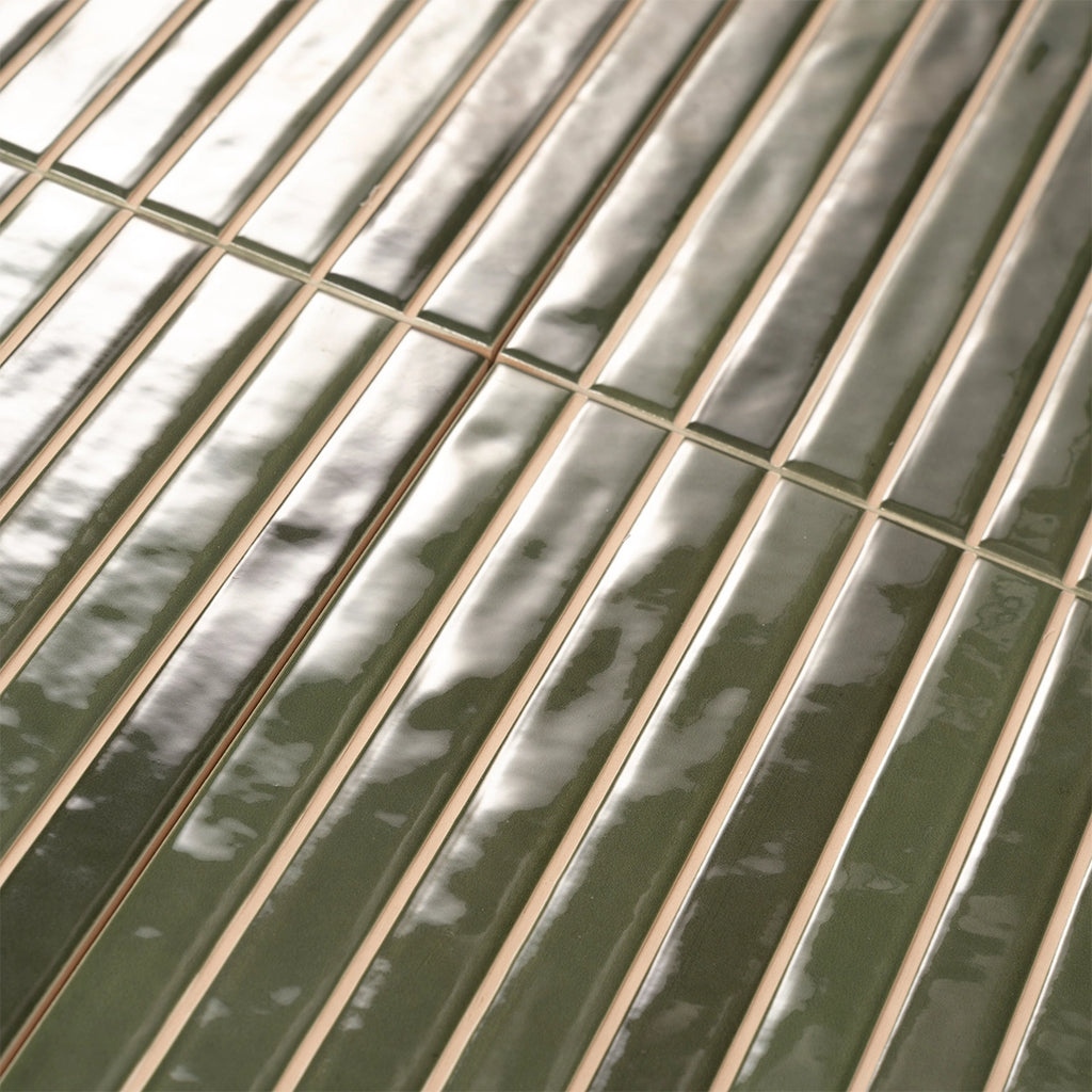 Tira Green Ceramic Ribbon Tile | Tile Club