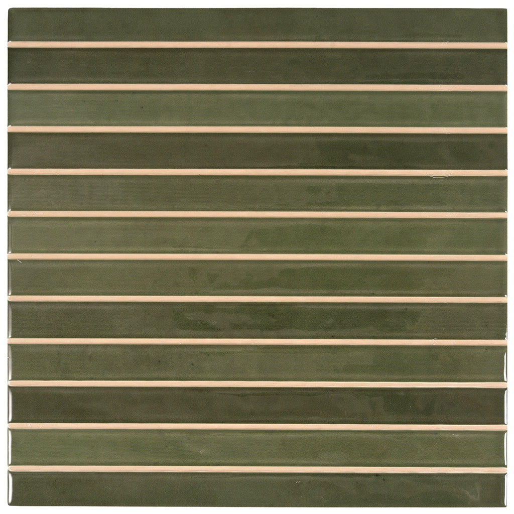 Tira Green Ceramic Ribbon Tile | Tile Club