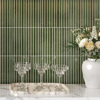 Tira Green Ceramic Ribbon Tile | Tile Club