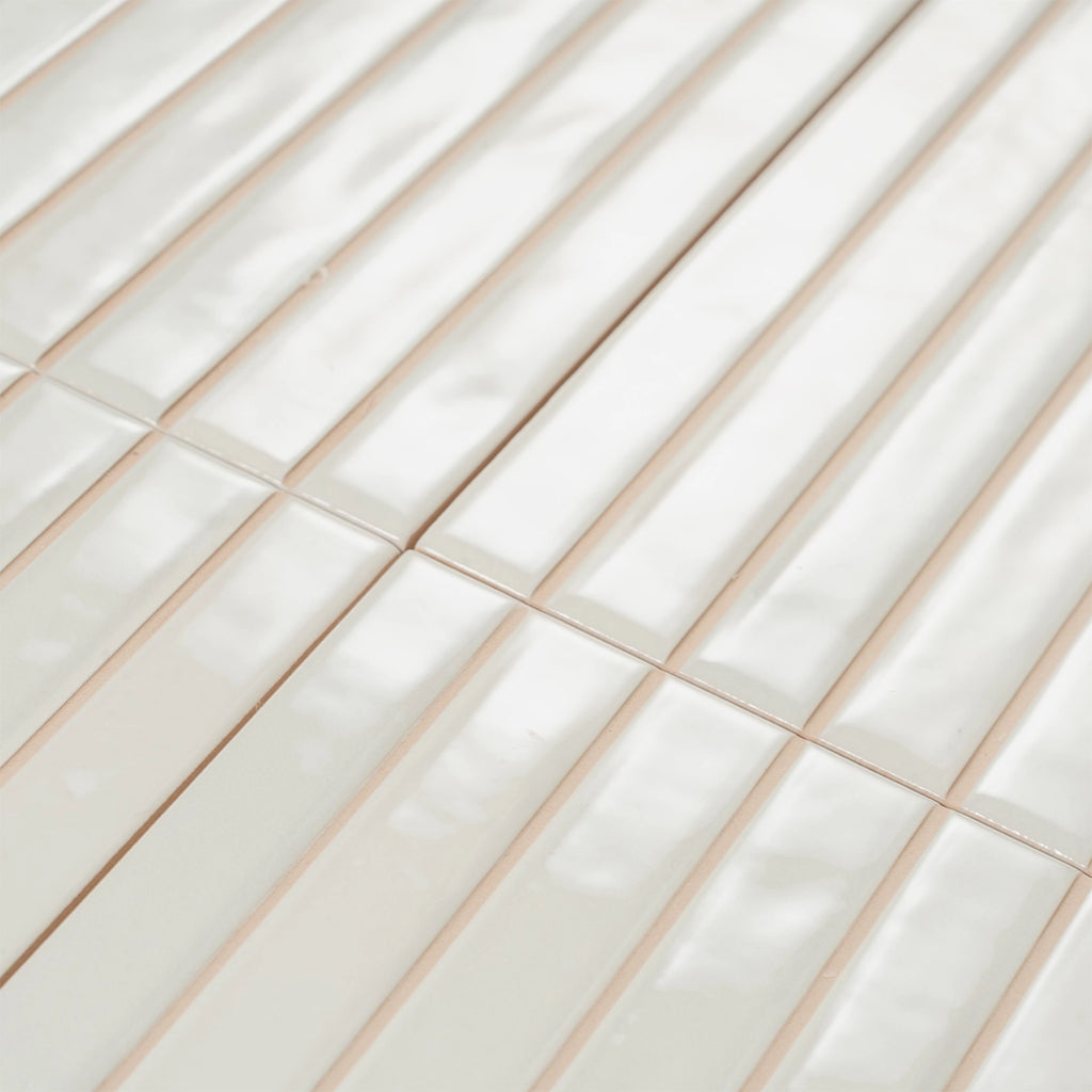 Tira White Ceramic Ribbon Tile | Tile Club