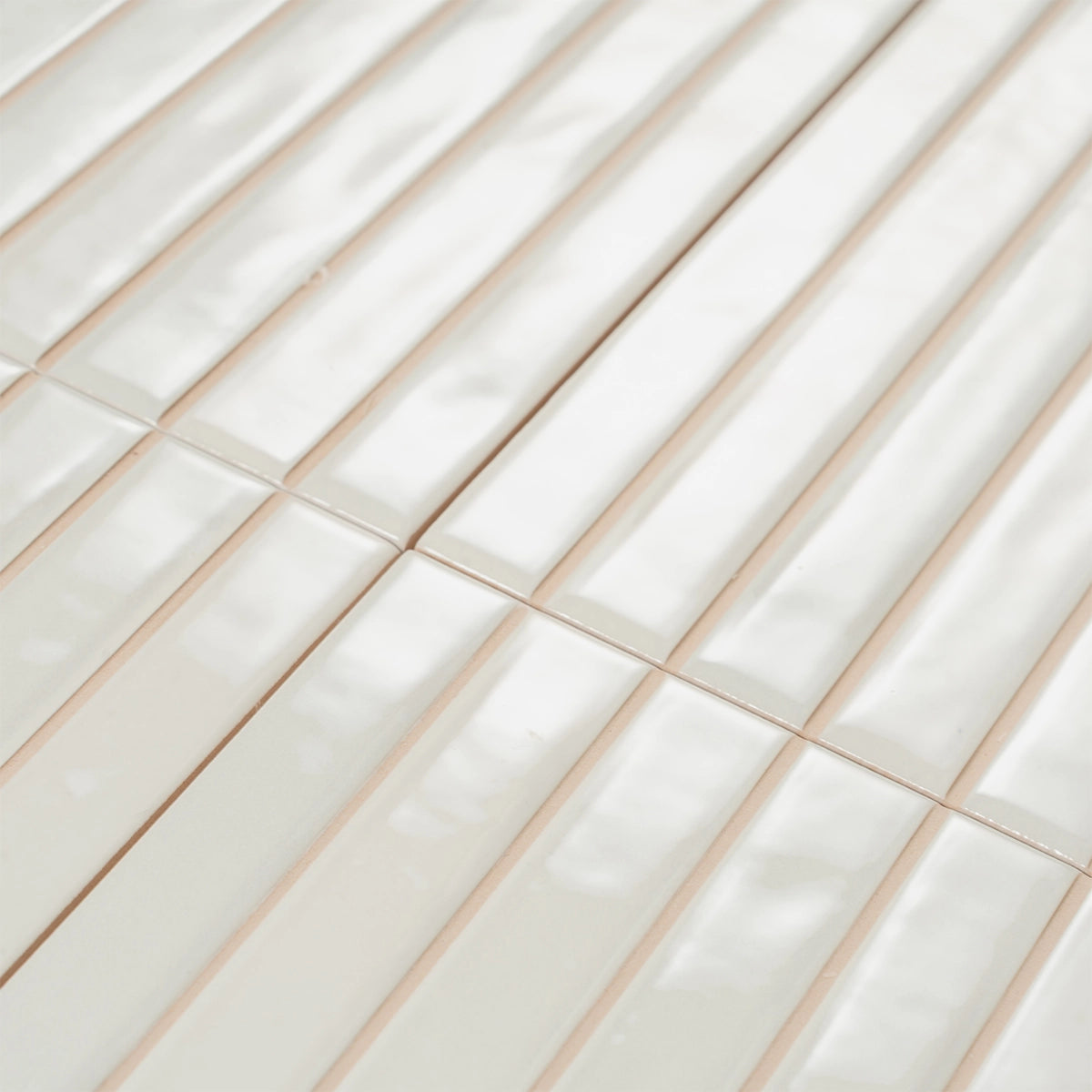 Tira White Ceramic Ribbon Tile
