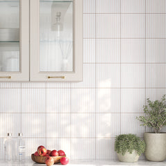 Tira White Ceramic Ribbon Tile