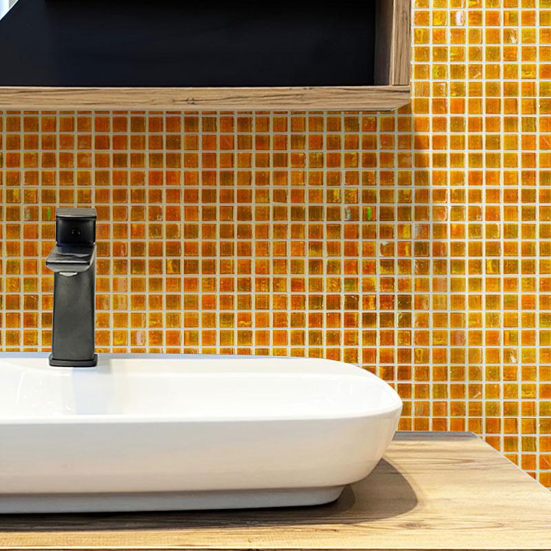 Topaz Pearlescent Squares Glass Tile | Tile Club