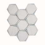 Triangular Hexagon in Bianco Dolomiti Leyte Blue and Thassos Marble Mosaic Tile | Tile Club