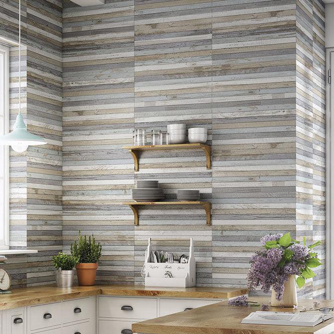 Porcelain Wall Tiles with Wood Finish for a Farmhouse Kitchen