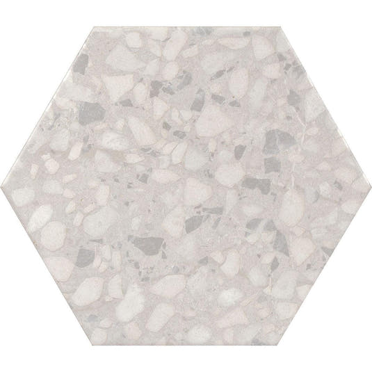 Tundra Snow Terrazzo Hex Porcelain Tile Sample