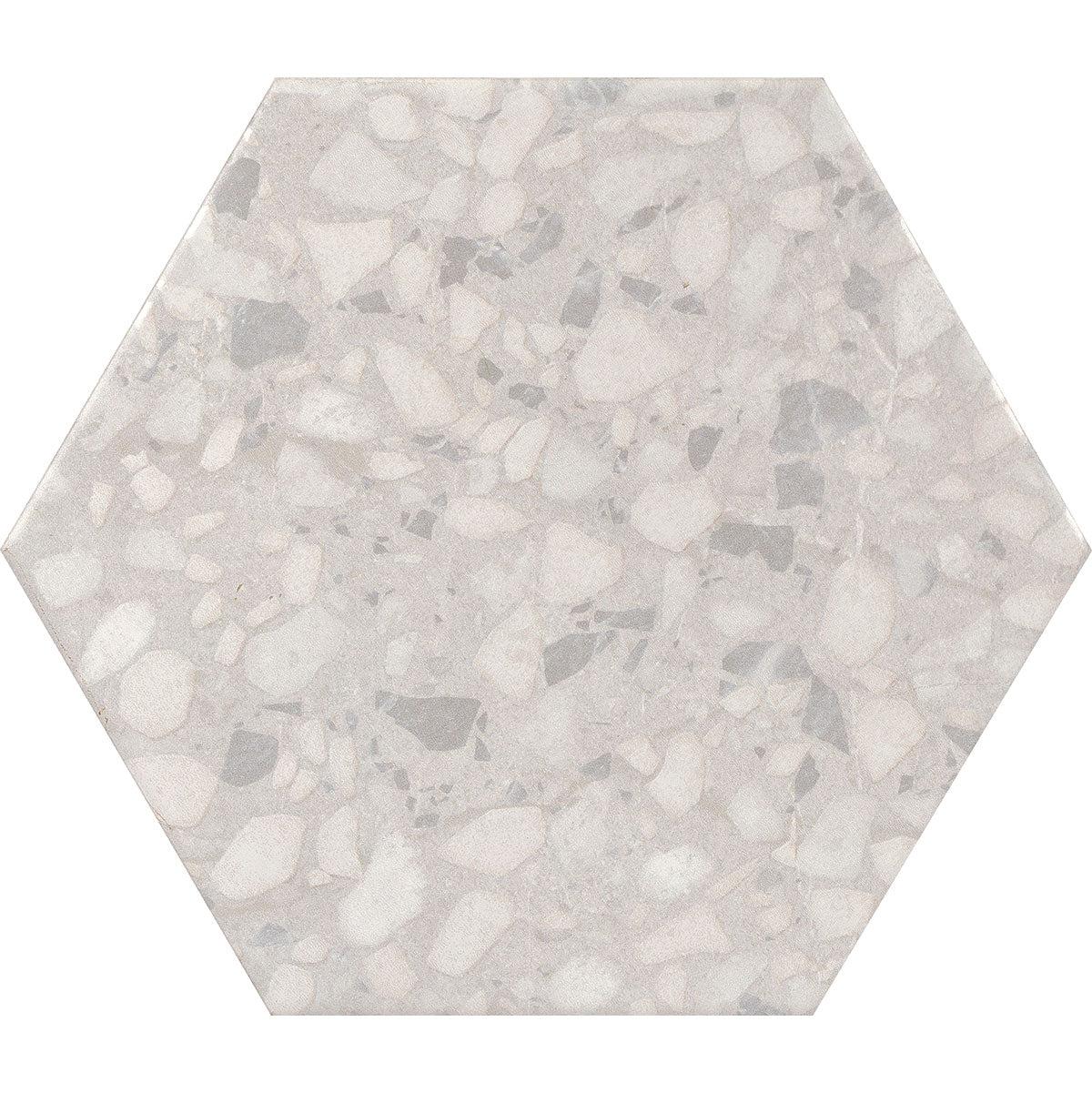 Tundra Snow Terrazzo Hex Porcelain Tile