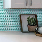 Turquoise Penny Round Glass Tile
