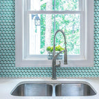 Turquoise Penny Round Glass Tile | Tile Club