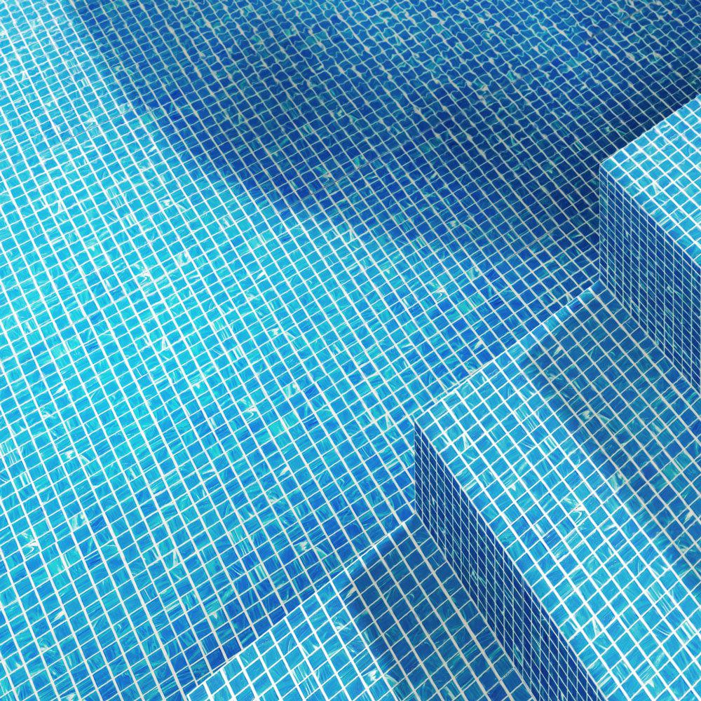 Underwater Blue & White Mixed Squares Glass Pool Tile | Tile Club