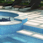 Underwater Blue & White Mixed Squares Glass Pool Tile | Tile Club
