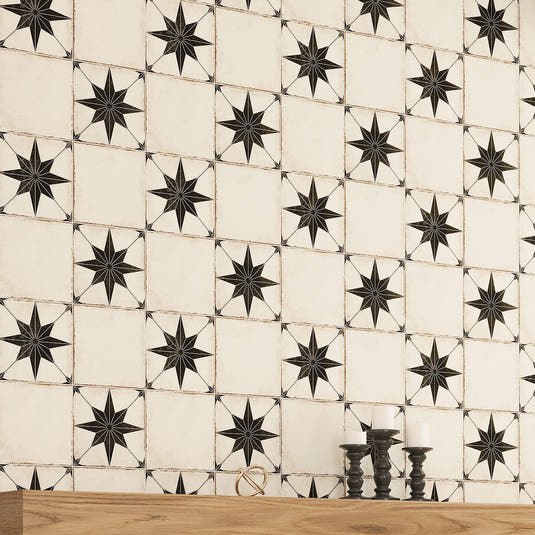 Ursa Black Star 7.87 x 7.87 Porcelain Tile | Tile Club