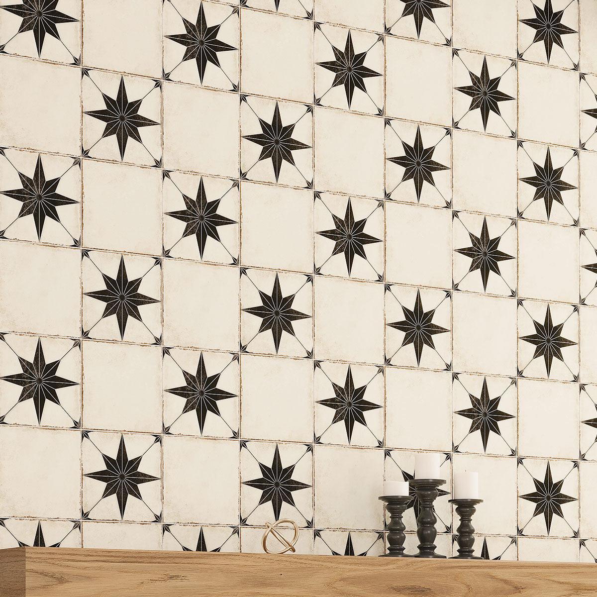 Ursa Black Star 7.87 x 7.87 Porcelain Tile | Tile Club