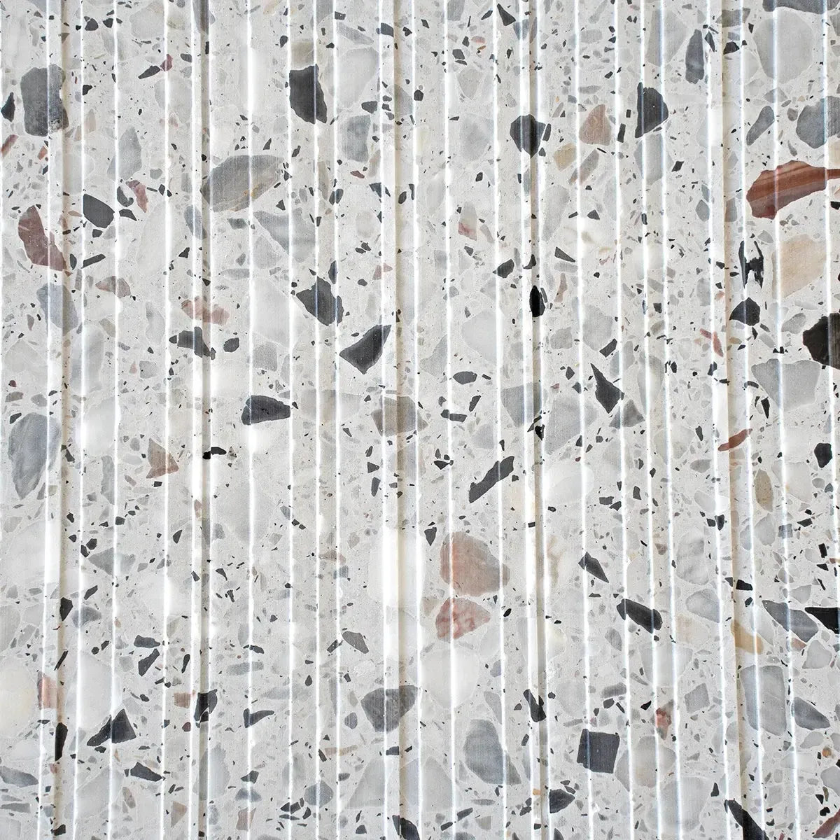 Valmarano Gray Textured Terrazzo Tile Sample | Tile Club