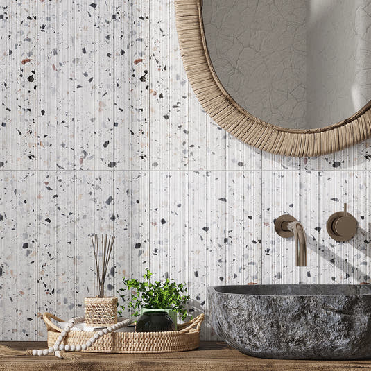 Valmarano Gray Textured Terrazzo Tile 12" x 24" | Tile Club