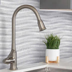 Kithen Sink in front of Varana Gris Decor Backsplash
