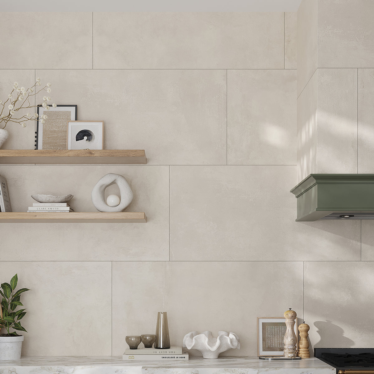 Velo Ivory Porcelain Tile 24x48 Kitchen Backsplash