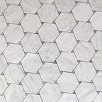 Victoria White Carrara Hexagon Marble Tile | Tile Club