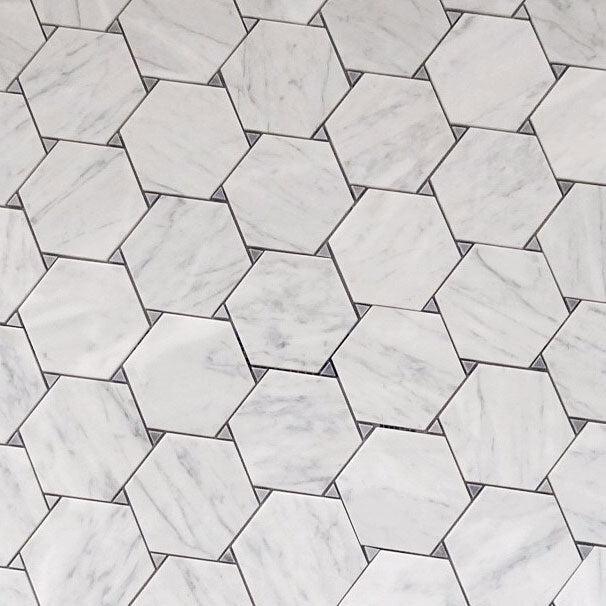 Victoria White Carrara Hexagon Marble Tile