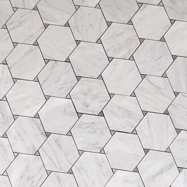 Victoria White Carrara Hexagon Marble Tile | Tile Club