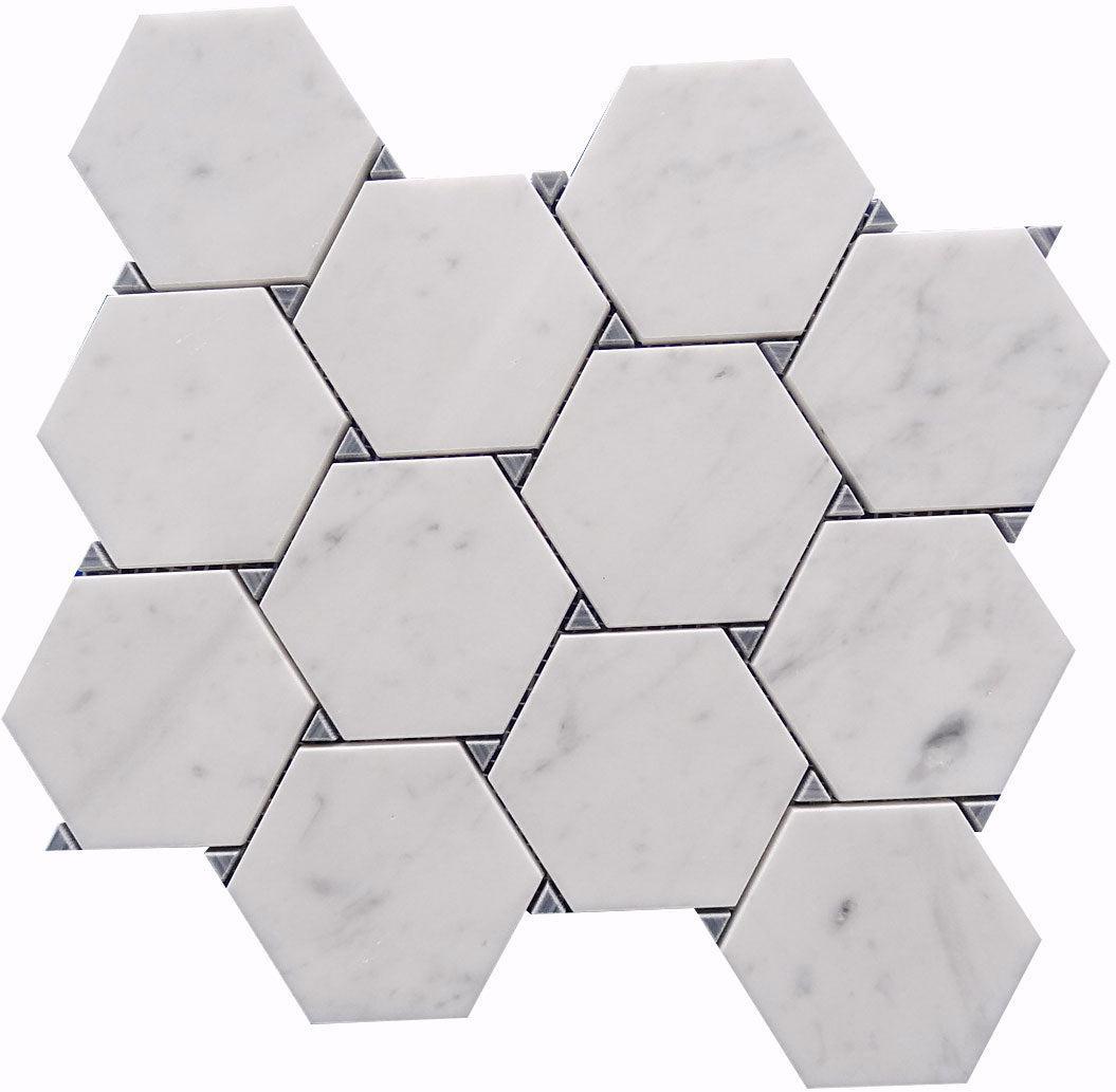 Victoria White Carrara Hexagon Marble Tile