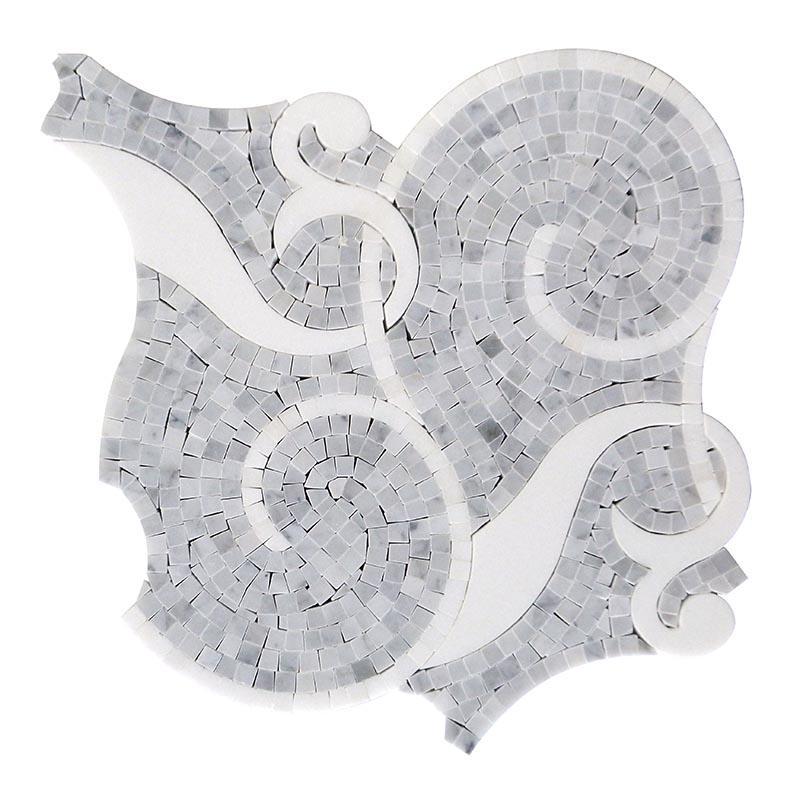 Villa Bianco Carrara & Thassos Micro Mosaic Tile | Tile Club | Modern villa bianco carrara tile design