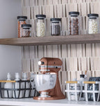 Villa Pyramids Gray Marble & Glass Mosaic Tile Pantry Backsplash